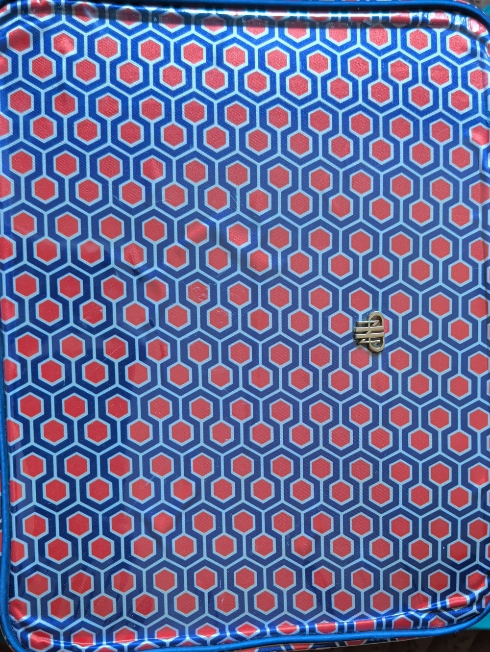 PurseN Blue and Red Hexagon Pattern Cosmetic Pouch